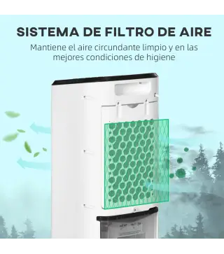 Climatizador Evaporativo 3,5L 3 en 1 Humidificador Ventilador 65W Pantalla LED 24,5x27x60 cm Blanco