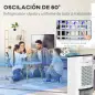 Climatizador Evaporativo 3,5L 3 en 1 Humidificador Ventilador 65W Pantalla LED 24,5x27x60 cm Blanco