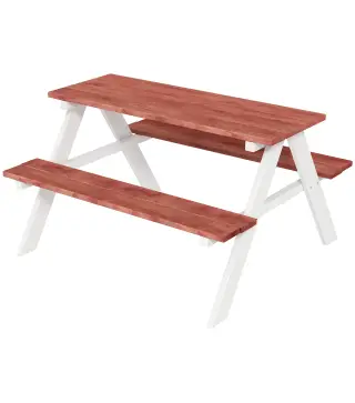 Juego de Mesa y 2 Bancos Infantiles de Madera Mesa de Picnic para Niños de 3-8 Años para Jardín Patio 89x79x50 cm Marrón