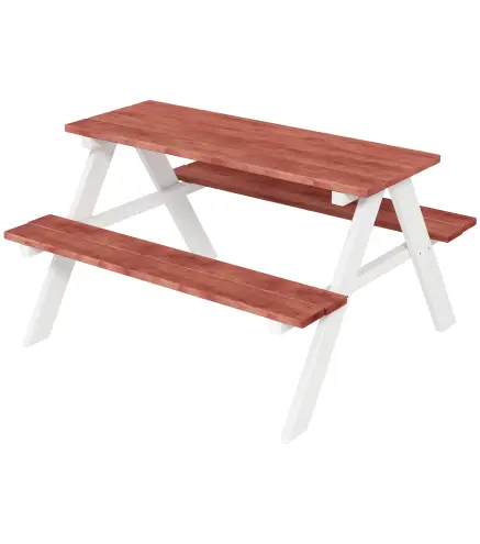 Juego de Mesa y 2 Bancos Infantiles de Madera Mesa de Picnic para Niños de 3-8 Años para Jardín Patio 89x79x50 cm Marrón