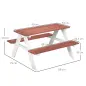 Juego de Mesa y 2 Bancos Infantiles de Madera Mesa de Picnic para Niños de 3-8 Años para Jardín Patio 89x79x50 cm Marrón