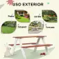 Juego de Mesa y 2 Bancos Infantiles de Madera Mesa de Picnic para Niños de 3-8 Años para Jardín Patio 89x79x50 cm Marrón
