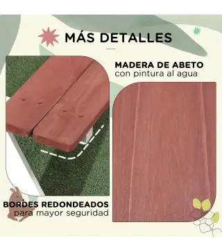 Juego de Mesa y 2 Bancos Infantiles de Madera Mesa de Picnic para Niños de 3-8 Años para Jardín Patio 89x79x50 cm Marrón