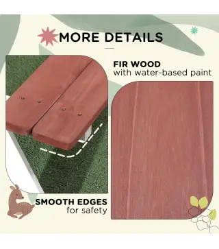 Juego de Mesa y 2 Bancos Infantiles de Madera Mesa de Picnic para Niños de 3-8 Años para Jardín Patio 89x79x50 cm Marrón
