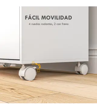 Mueble de Planchar con Ruedas Barra para Colgar Ropa Estante Abierto y Tablero Plegable 127x42,5x99 cm Blanco