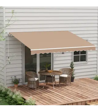 Toldo para Balcón 350x250 cm con Manivela de Metal Impermeable y Anti-UV para Jardín Terraza Ventanas Marrón