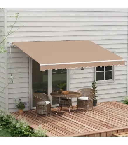 Toldo para Balcón 350x250 cm con Manivela de Metal Impermeable y Anti-UV para Jardín Terraza Ventanas Marrón