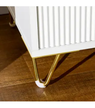 Mesilla de Noche con 2 Cajones Mesita de Noche Mesita Auxiliar con Patas de Metal para Dormitorio 40x40x47 cm Blanco