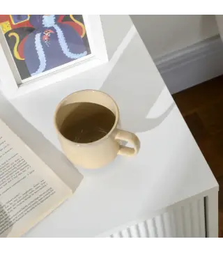 Mesilla de Noche con 2 Cajones Mesita de Noche Mesita Auxiliar con Patas de Metal para Dormitorio 40x40x47 cm Blanco