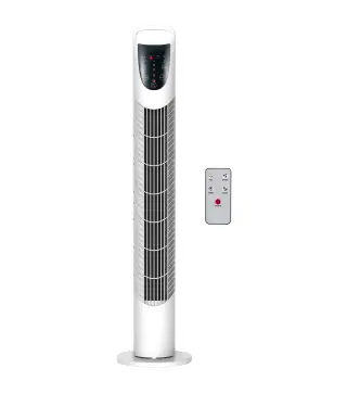 Ventilador de Torre Ventilador Vertical 40W con Mando a Distancia 3 Velocidades Temporizador 7,5h Ø18x78,5 cm Blanco
