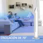 Ventilador de Torre Ventilador Vertical 40W con Mando a Distancia 3 Velocidades Temporizador 7,5h Ø18x78,5 cm Blanco