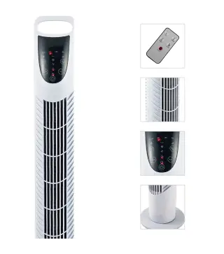 Ventilador de Torre Ventilador Vertical 40W con Mando a Distancia 3 Velocidades Temporizador 7,5h Ø18x78,5 cm Blanco