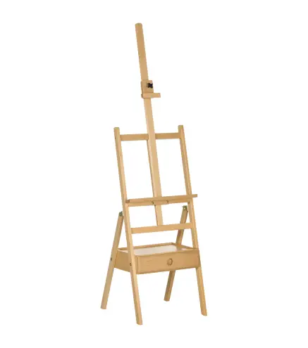 Caballete de Pintura Sostiene Lienzos hasta 92 cm Caballete de Madera Ajustable con Cajón 43,5x43x150-190 cm Natural