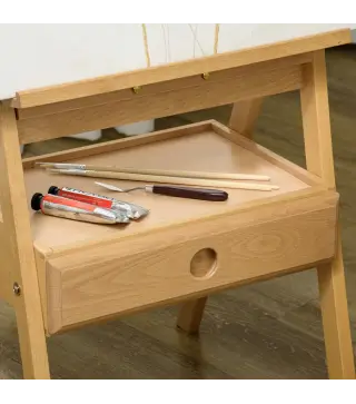 Caballete de Pintura Sostiene Lienzos hasta 92 cm Caballete de Madera Ajustable con Cajón 43,5x43x150-190 cm Natural