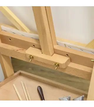 Caballete de Pintura Sostiene Lienzos hasta 92 cm Caballete de Madera Ajustable con Cajón 43,5x43x150-190 cm Natural