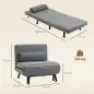 Sofá Cama Individual Plegable con Respaldo Ajustable de 5 Niveles Cojín y Tapizado de Lino Sintético 75x70x75 cm Gris