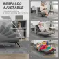 Sofá Cama Individual Plegable con Respaldo Ajustable de 5 Niveles Cojín y Tapizado de Lino Sintético 75x70x75 cm Gris