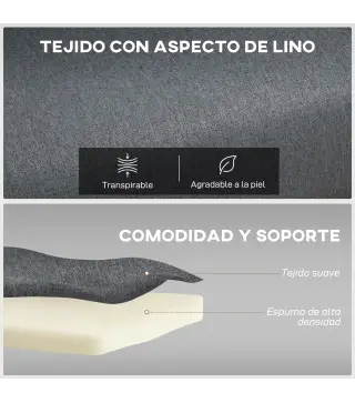 Sofá Cama Individual Plegable con Respaldo Ajustable de 5 Niveles Cojín y Tapizado de Lino Sintético 75x70x75 cm Gris