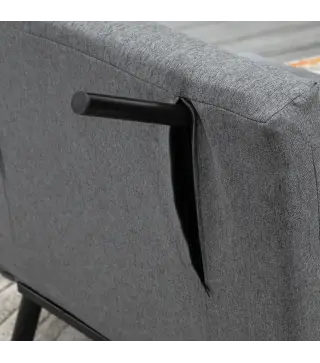 Sofá Cama Individual Plegable con Respaldo Ajustable de 5 Niveles Cojín y Tapizado de Lino Sintético 75x70x75 cm Gris