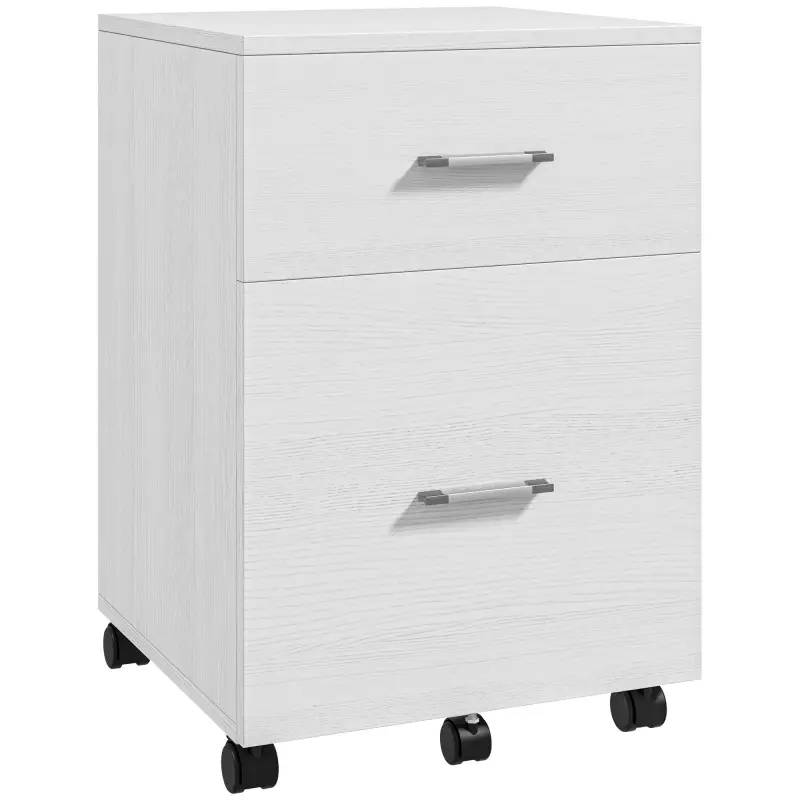 Cajonera de Escritorio con 2 Cajones Ruedas Archivador Móvil para Archivos A4 o Cartas 39,5x39x58,5 cm Blanco