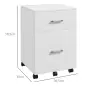 Cajonera de Escritorio con 2 Cajones Ruedas Archivador Móvil para Archivos A4 o Cartas 39,5x39x58,5 cm Blanco