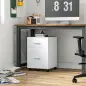 Cajonera de Escritorio con 2 Cajones Ruedas Archivador Móvil para Archivos A4 o Cartas 39,5x39x58,5 cm Blanco