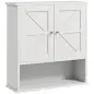 Armario de Baño de Pared Mueble de Baño Colgar Rústico con Compartimento Estante Ajustable 2 Puertas Blanco
