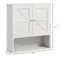 Armario de Baño de Pared Mueble de Baño Colgar Rústico con Compartimento Estante Ajustable 2 Puertas Blanco