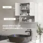 Armario de Baño de Pared Mueble de Baño Colgar Rústico con Compartimento Estante Ajustable 2 Puertas Blanco