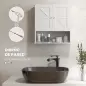 Armario de Baño de Pared Mueble de Baño Colgar Rústico con Compartimento Estante Ajustable 2 Puertas Blanco