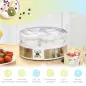 Máquina de Yogur con 7 Tarros de Cristal de 180 ml Termostato Ajustable Temporizador y Pantalla LED 24x24x13 cm Blanco