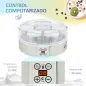 Máquina de Yogur con 7 Tarros de Cristal de 180 ml Termostato Ajustable Temporizador y Pantalla LED 24x24x13 cm Blanco