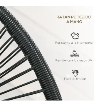 Banco Acapulco con Reposabrazos Cojines y Marco de Acero Carga 260 kg para Balcón Terraza Patio 132x72x83 cm Negro