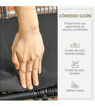 Banco Acapulco con Reposabrazos Cojines y Marco de Acero Carga 260 kg para Balcón Terraza Patio 132x72x83 cm Negro