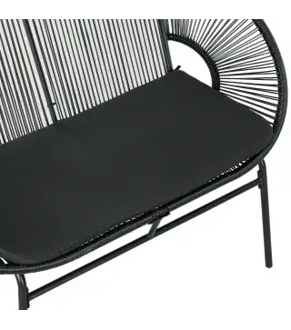 Banco Acapulco con Reposabrazos Cojines y Marco de Acero Carga 260 kg para Balcón Terraza Patio 132x72x83 cm Negro