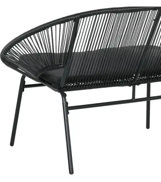 Banco Acapulco con Reposabrazos Cojines y Marco de Acero Carga 260 kg para Balcón Terraza Patio 132x72x83 cm Negro