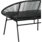 Banco Acapulco con Reposabrazos Cojines y Marco de Acero Carga 260 kg para Balcón Terraza Patio 132x72x83 cm Negro