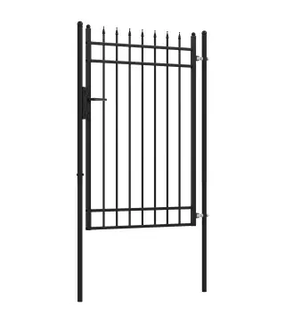 Puerta de Jardín Puerta para Valla de Acero Galvanizado con Decoración de Flechas Cerradura y Llaves 107x204 cm Negro