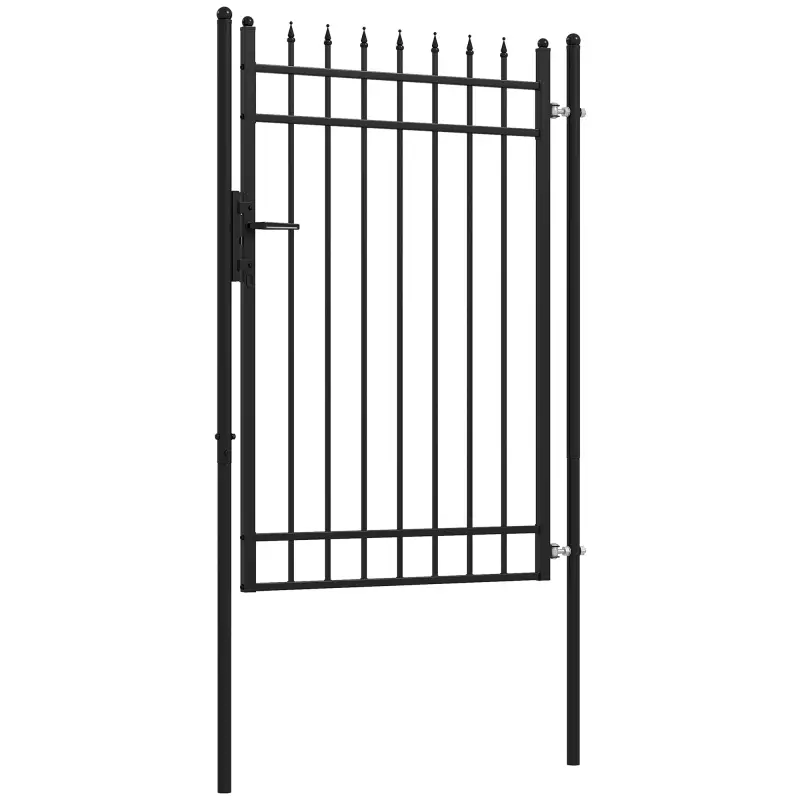 Puerta de Jardín Puerta para Valla de Acero Galvanizado con Decoración de Flechas Cerradura y Llaves 107x204 cm Negro