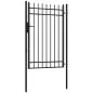 Puerta de Jardín Puerta para Valla de Acero Galvanizado con Decoración de Flechas Cerradura y Llaves 107x204 cm Negro