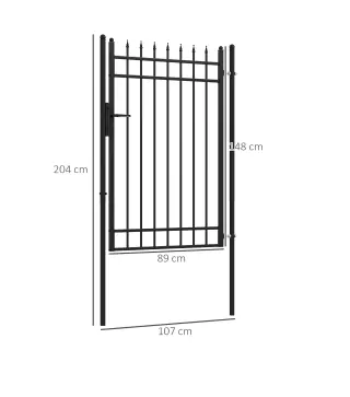 Puerta de Jardín Puerta para Valla de Acero Galvanizado con Decoración de Flechas Cerradura y Llaves 107x204 cm Negro