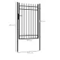 Puerta de Jardín Puerta para Valla de Acero Galvanizado con Decoración de Flechas Cerradura y Llaves 107x204 cm Negro