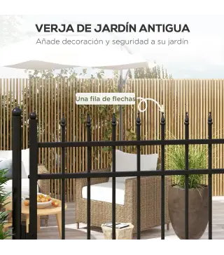 Puerta de Jardín Puerta para Valla de Acero Galvanizado con Decoración de Flechas Cerradura y Llaves 107x204 cm Negro