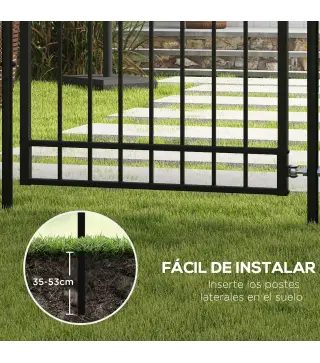 Puerta de Jardín Puerta para Valla de Acero Galvanizado con Decoración de Flechas Cerradura y Llaves 107x204 cm Negro