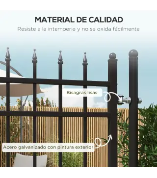 Puerta de Jardín Puerta para Valla de Acero Galvanizado con Decoración de Flechas Cerradura y Llaves 107x204 cm Negro