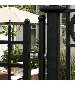 Puerta de Jardín Puerta para Valla de Acero Galvanizado con Decoración de Flechas Cerradura y Llaves 107x204 cm Negro