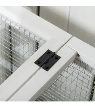 Jaula para Conejos con Ruedas Techo Abatible y Bandeja Extraíble para Interior y Exterior 108x58x73,5 cm Natural