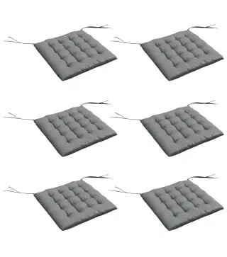 Juego de 6 Cojines para Sillas de Comedor 40x40 cm 6 Piezas Cojines para Sillas de Jardín Acolchados con Cintas Gris