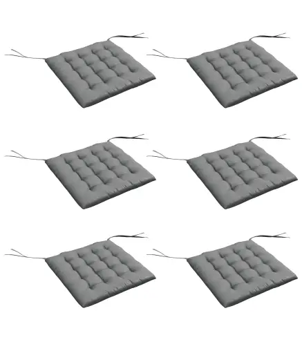 Juego de 6 Cojines para Sillas de Comedor 40x40 cm 6 Piezas Cojines para Sillas de Jardín Acolchados con Cintas Gris