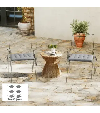 Juego de 6 Cojines para Sillas de Comedor 40x40 cm 6 Piezas Cojines para Sillas de Jardín Acolchados con Cintas Gris